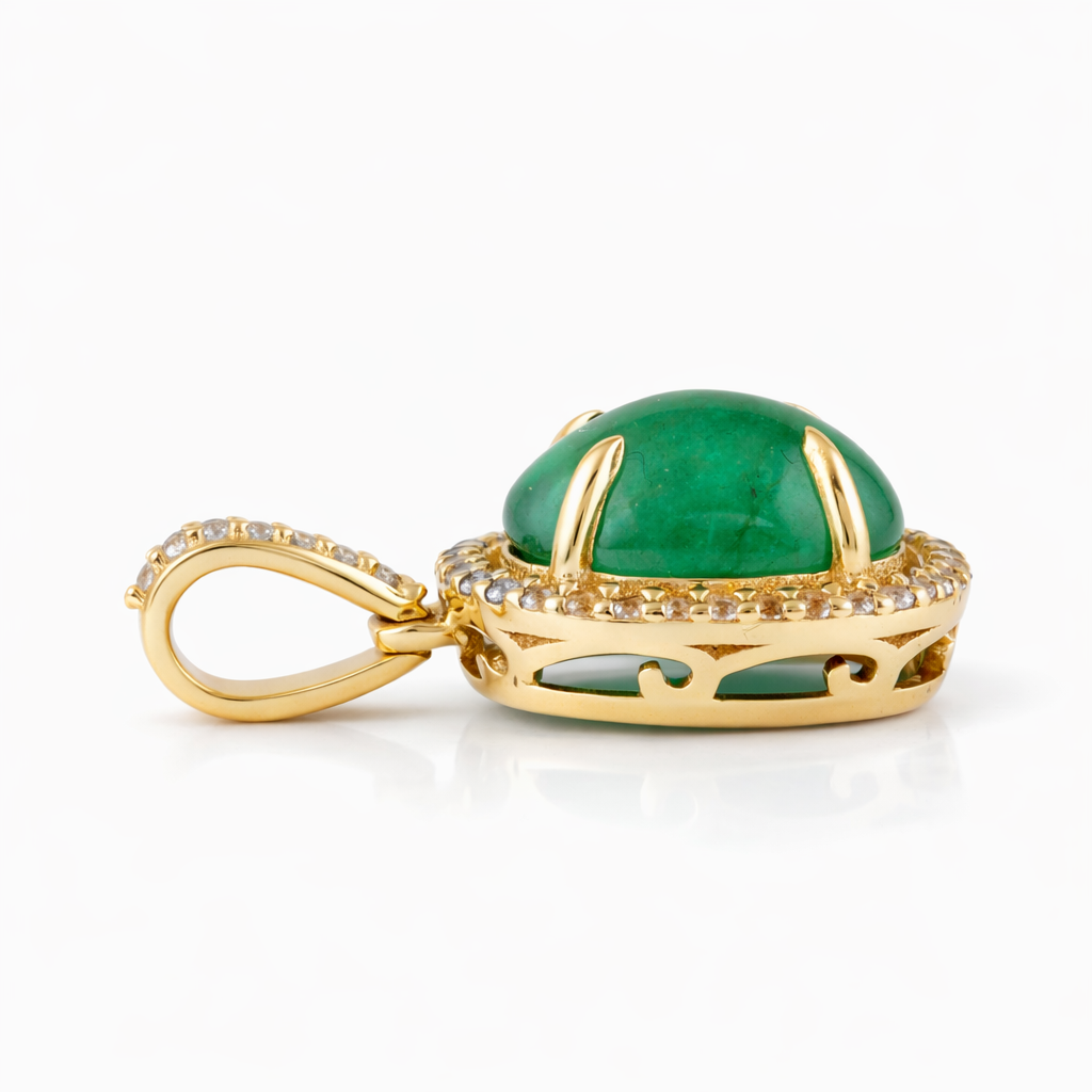 2.23 Ct Oval Emerald 9K Gold Pendant