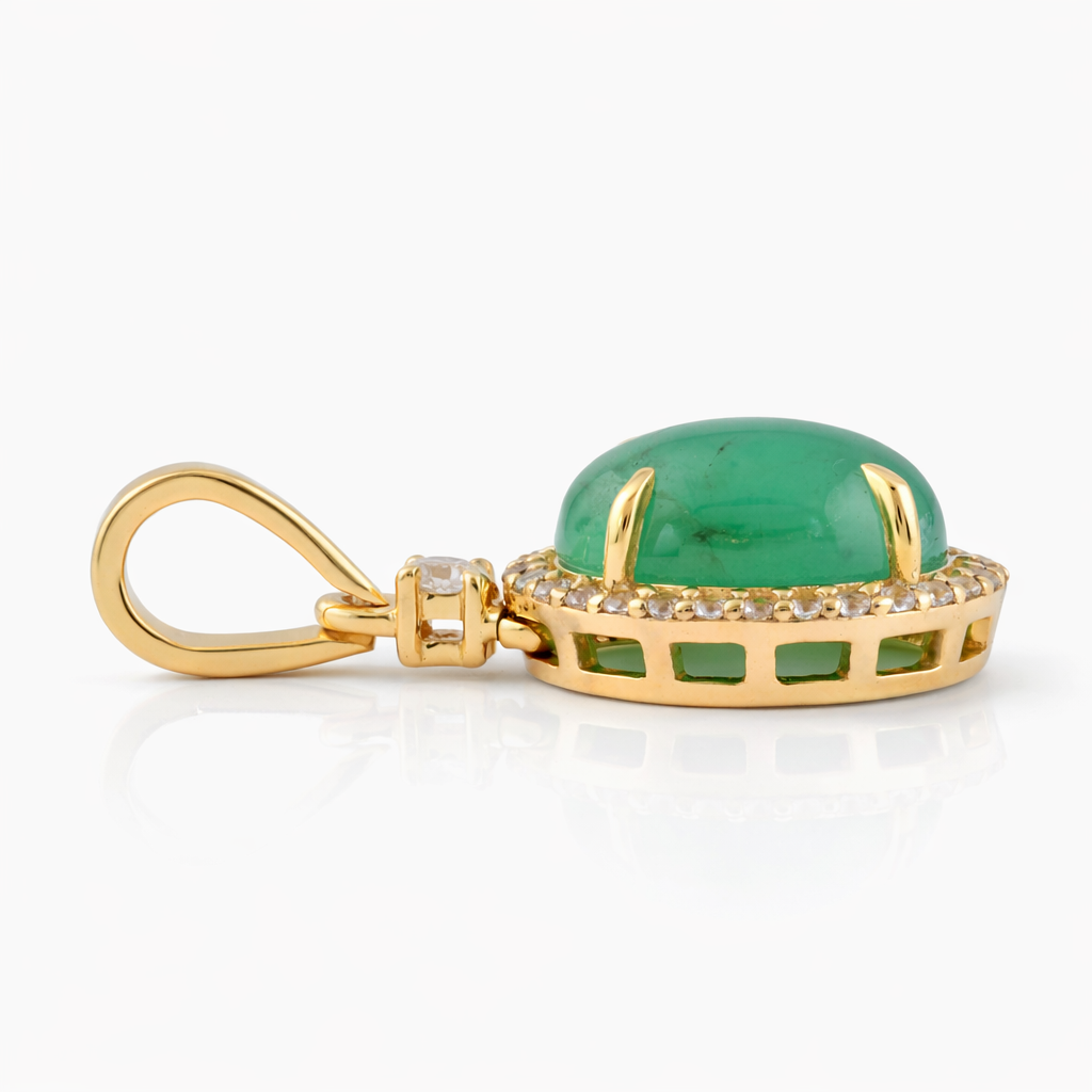 2.37 Ct Oval Emerald 9K Gold Pendant