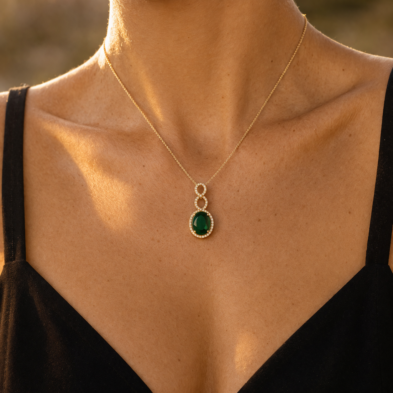 3.75 Ct Oval Emerald 9K Gold Pendant