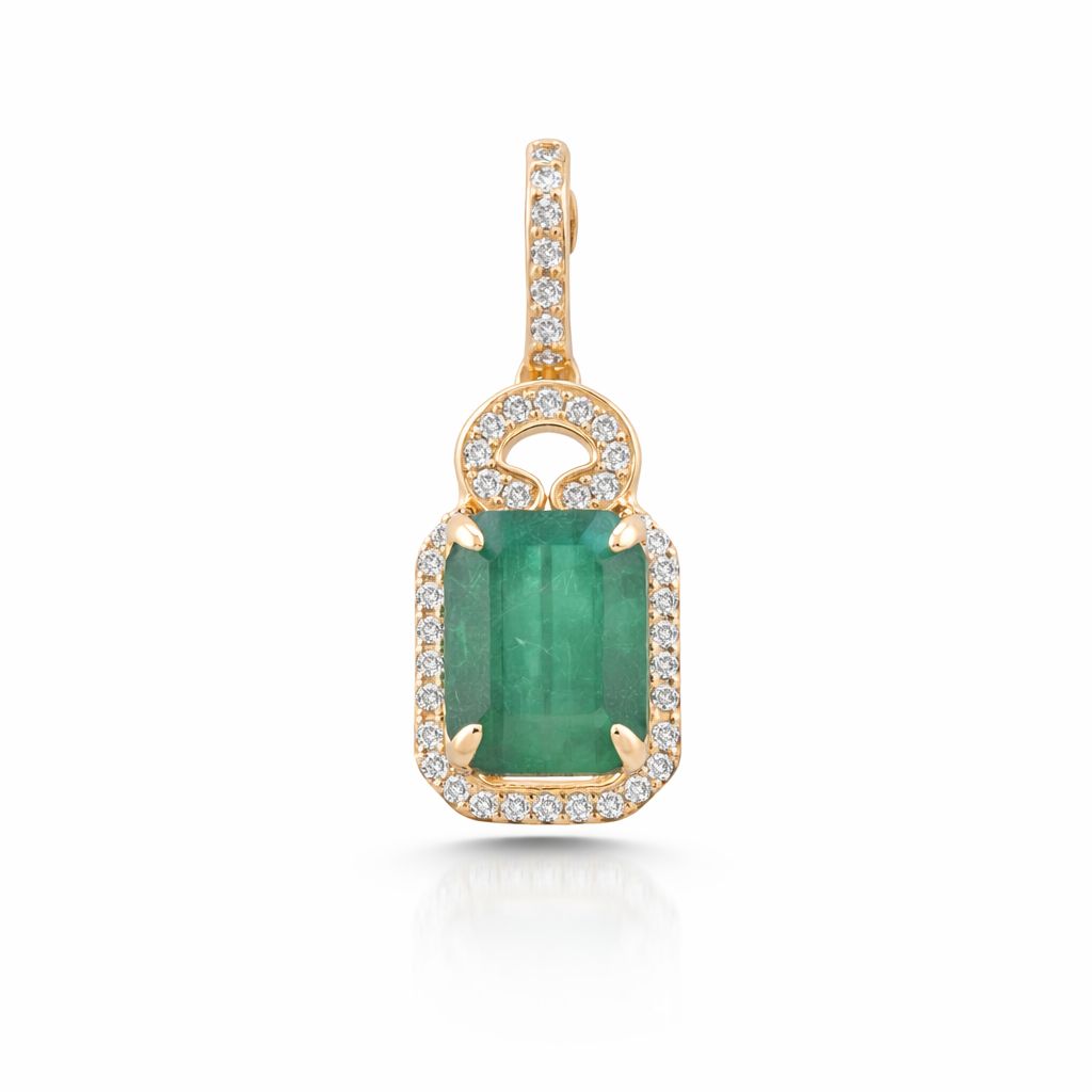 3.15 Ct Octagon Emerald 9K Gold Earrings