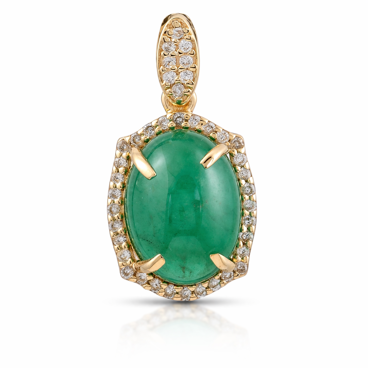 3.32 Ct Oval Emerald 9K Gold Pendant