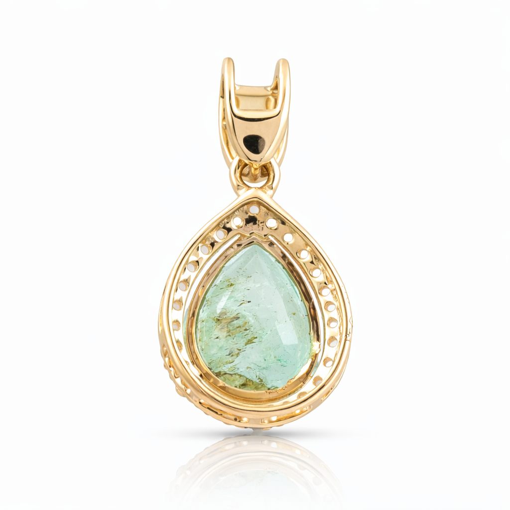 1.58 Ct Pear Emerald 9K Gold Pendant