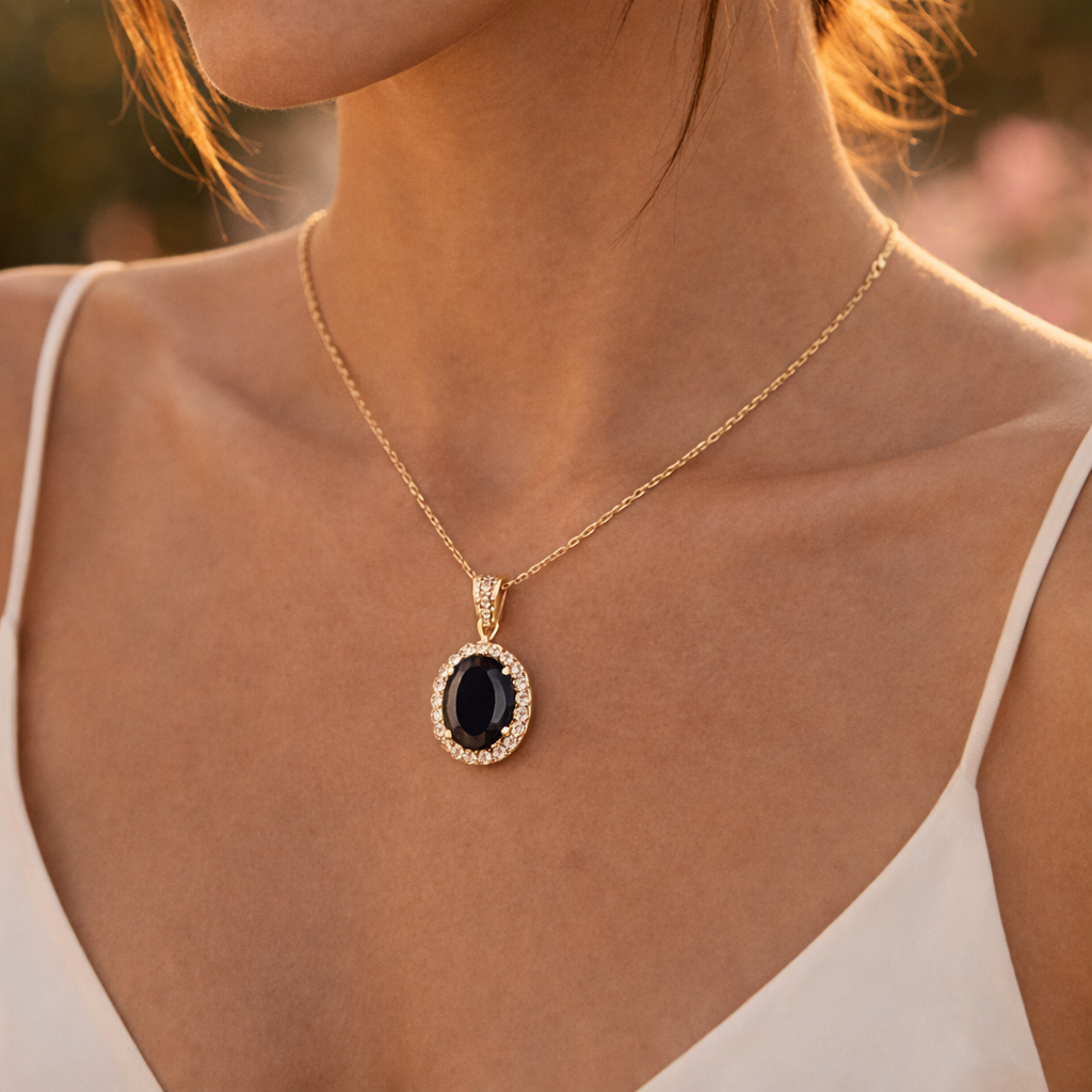 1.68 Ct Oval Emerald 9K Gold Pendant
