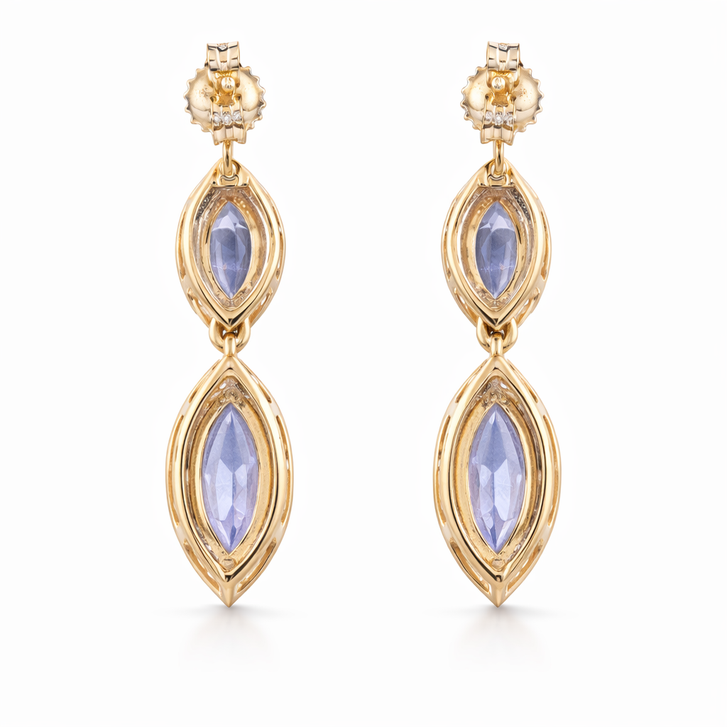 2.34 Ct Marquise Tanzanite 9K Gold Earrings