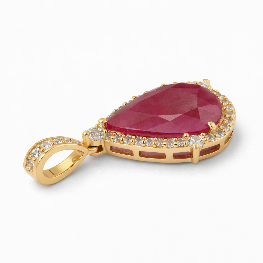 2.28 Ct Pear Ruby 9K Gold Pendant