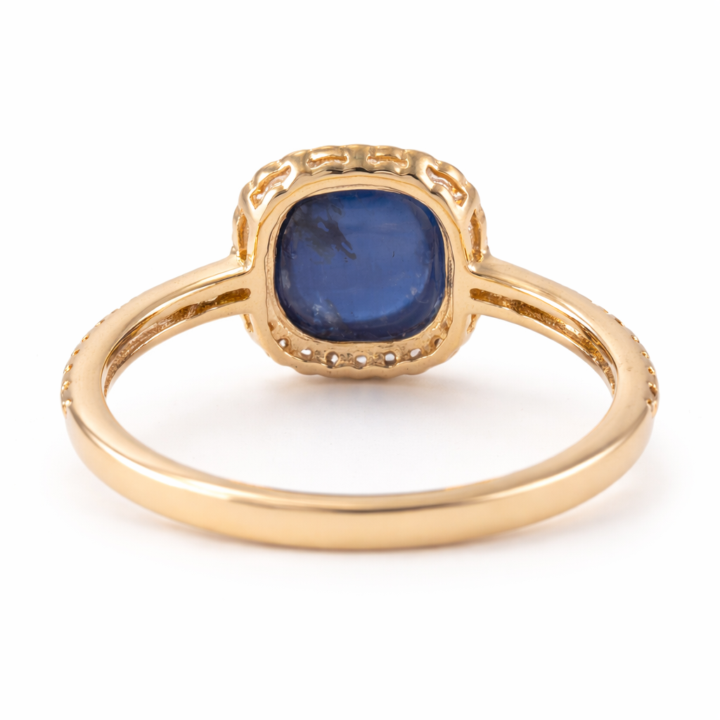 2.82 Ct Cushion Sapphire 9K Gold Ring