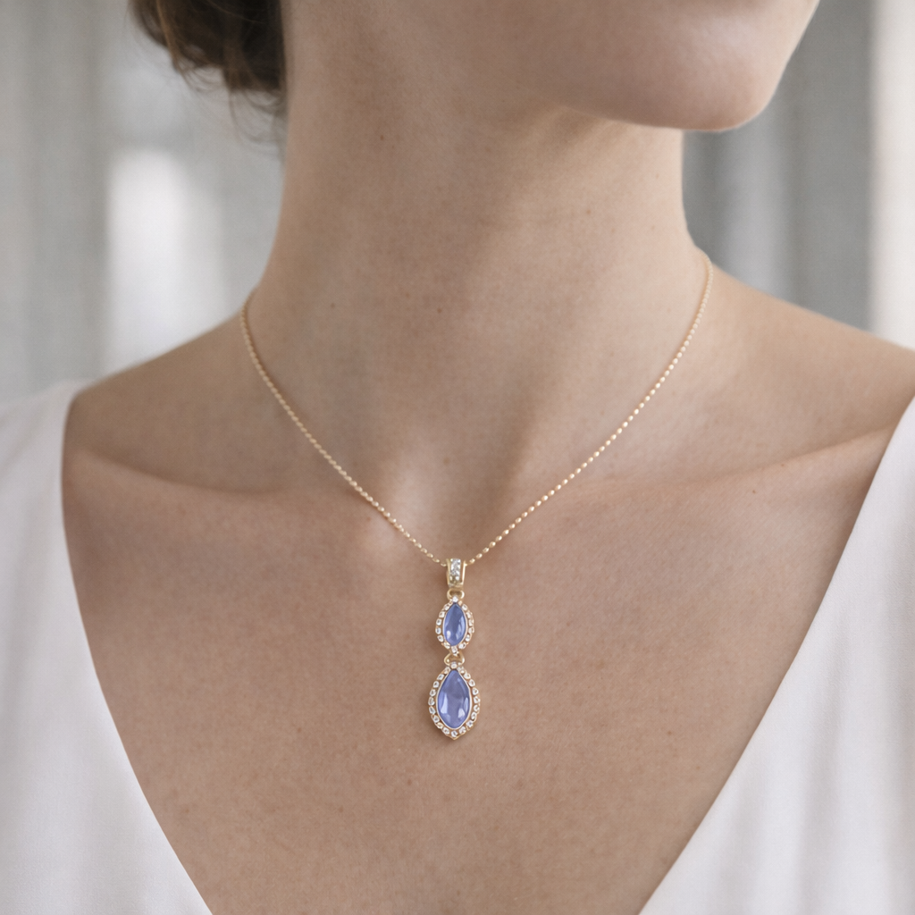 1.00 Ct Marquise Tanzanite 9K Gold Pendant