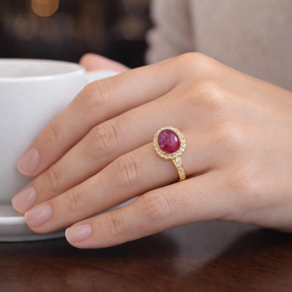 2.96 Ct Round Ruby 9K Gold Ring
