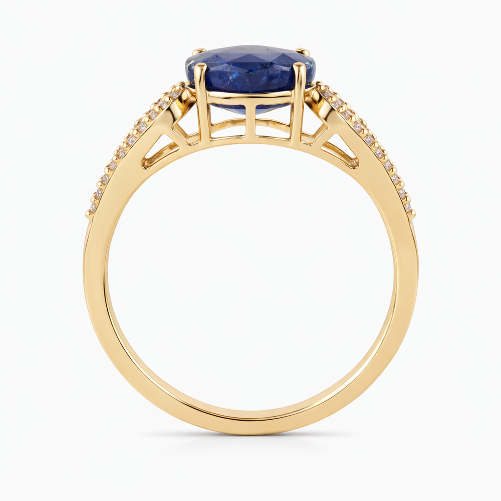 2.92 Ct Round Sapphire 9K Gold Ring