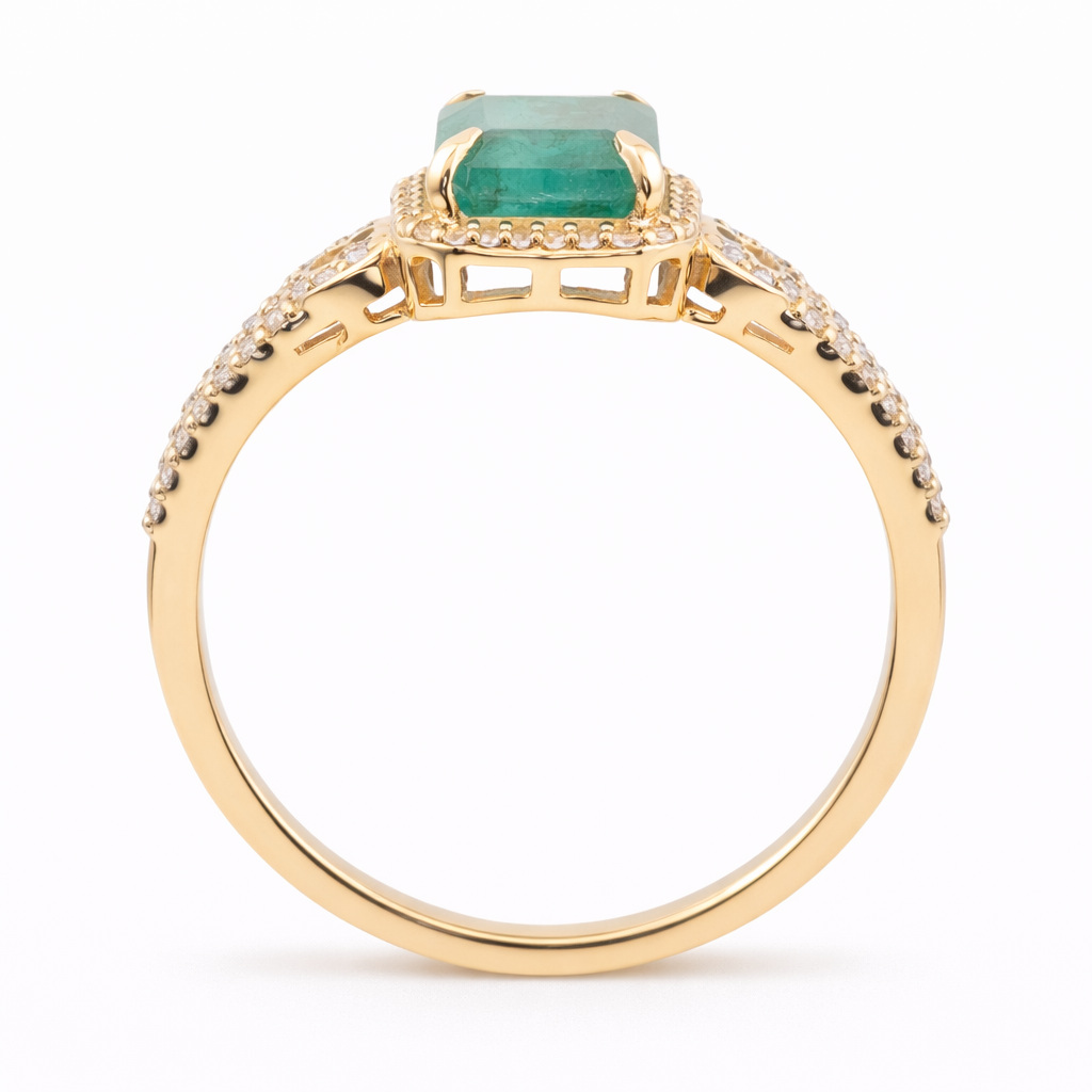 1.73 Ct Octagon Emerald 9K Gold Ring