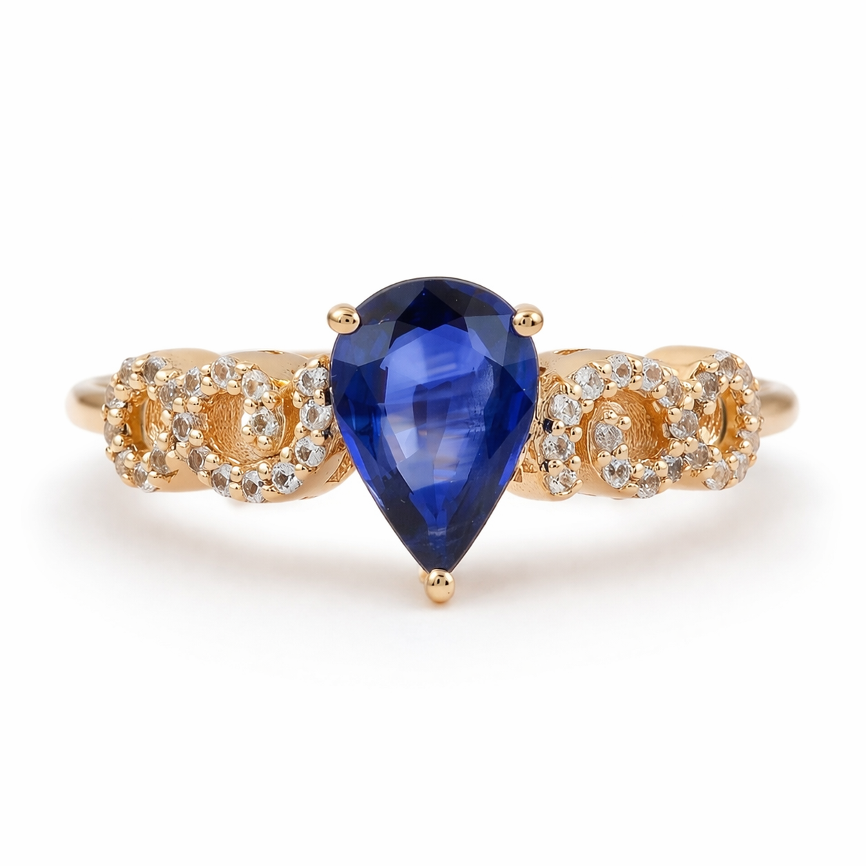 1.32 Ct Pear Sapphire 9K Gold Ring