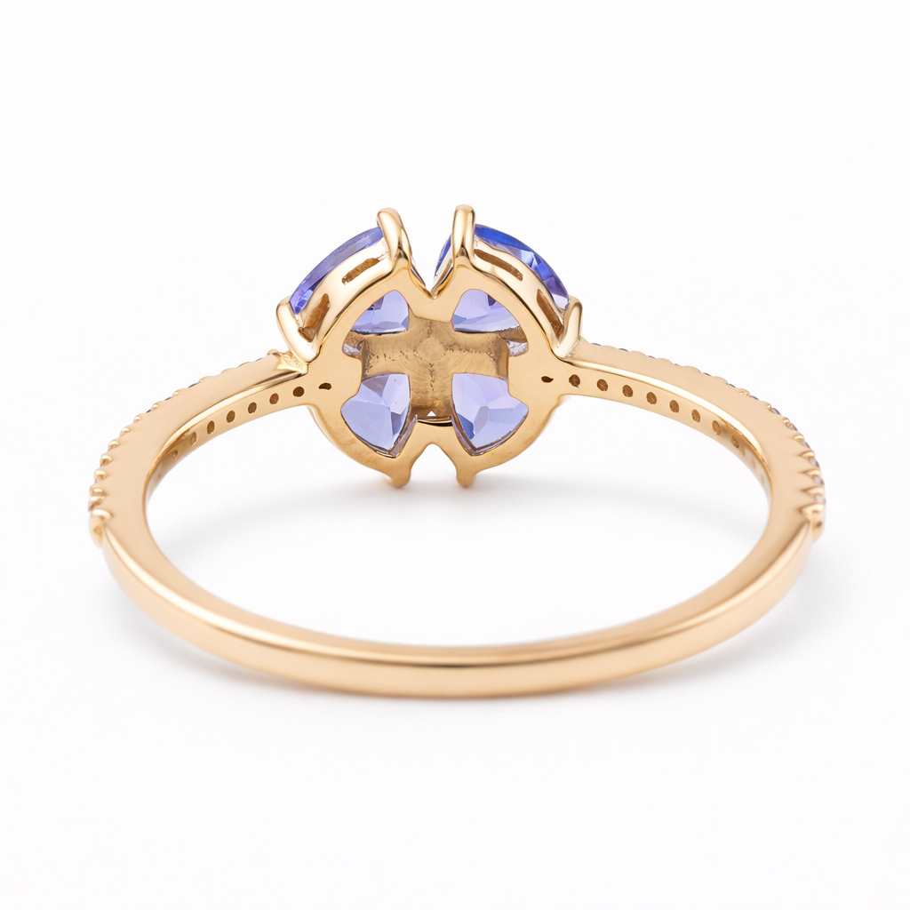 1.03 Ct Trillion Tanzanite 9K Gold Ring