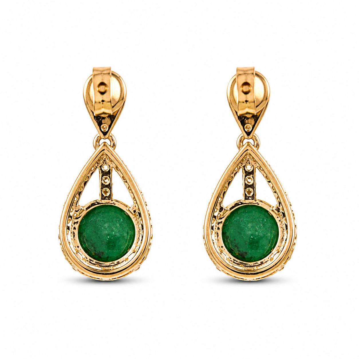 2.26 Ct Round Emerald 9K Gold Earrings