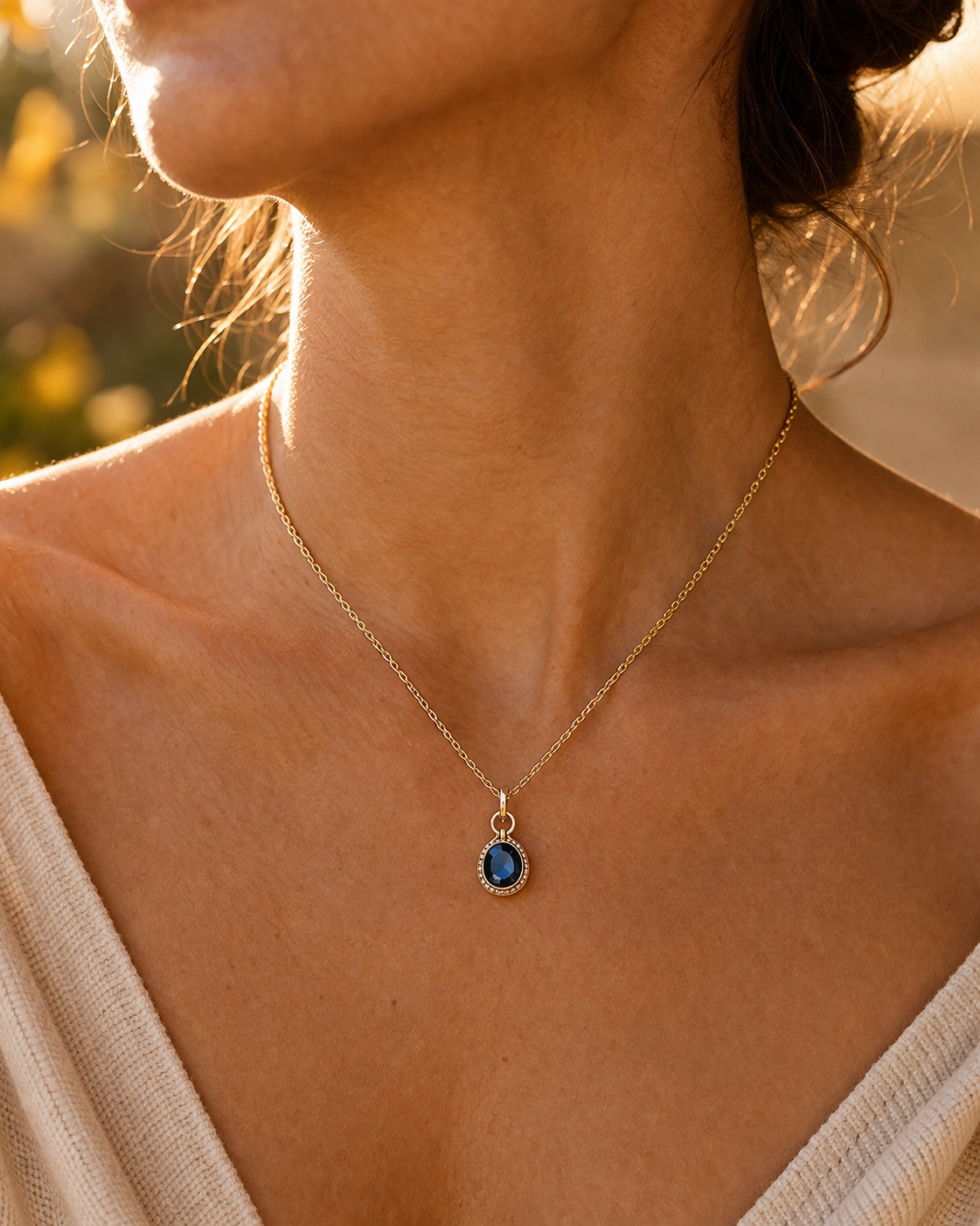 2.23 Ct Oval Sapphire 9K Gold Pendant