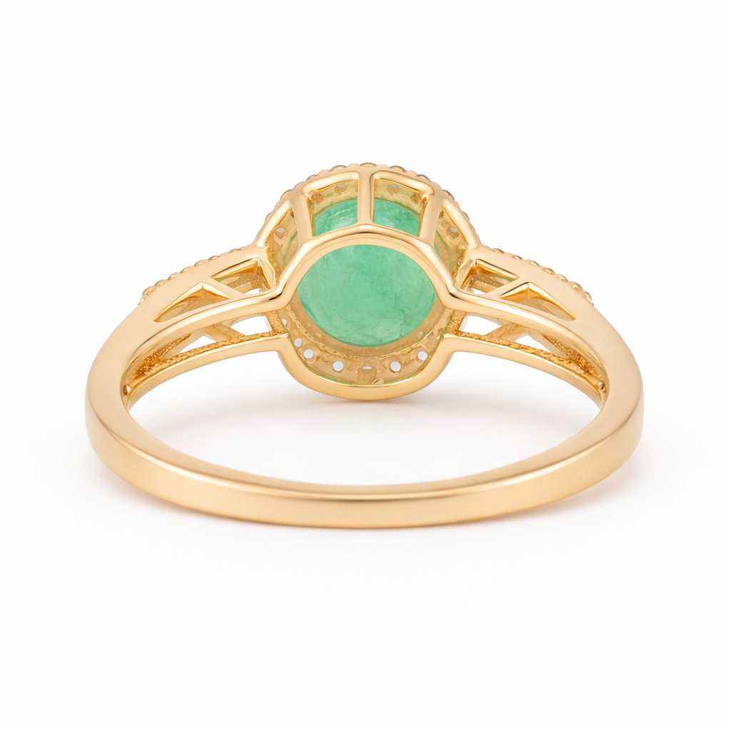 1.58 Ct Round Emerald 9K Gold Ring