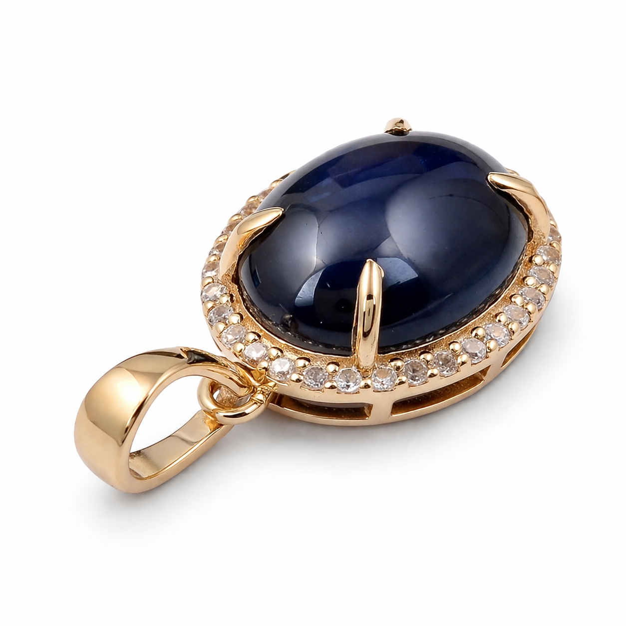 3.97 Ct Oval Sapphire 9K Gold Pendant
