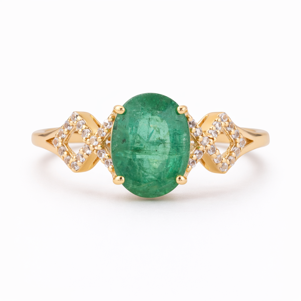 1.87 Ct Oval Emerald 9K Gold Ring