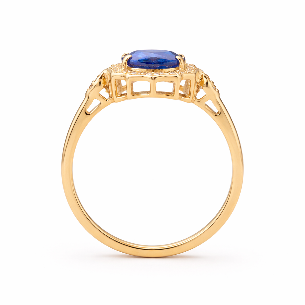 1.92 Ct Oval Sapphire 9K Gold Ring