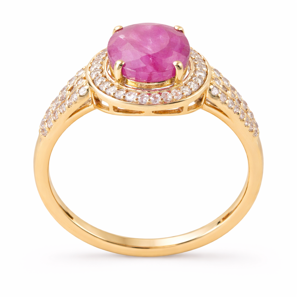 3.00 Ct Oval Ruby 9K Gold Ring
