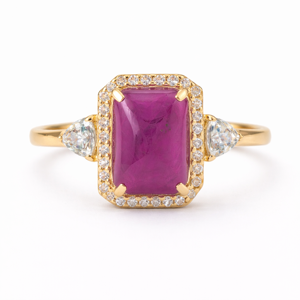 2.94 Ct Octagon Ruby 9K Gold Ring