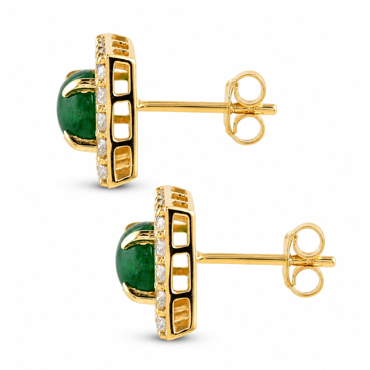 2.29 Ct Round Emerald 9K Gold Earrings