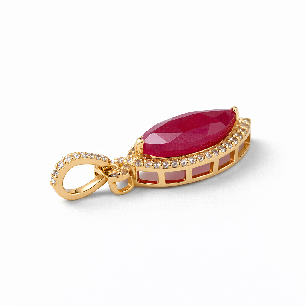 2.77 Ct Marquise Ruby 9K Gold Pendant
