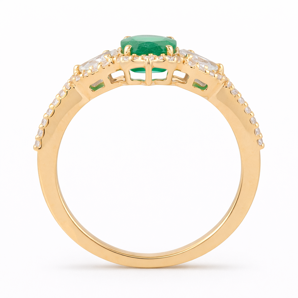 1.58 Ct Oval Emerald 9K Gold Ring