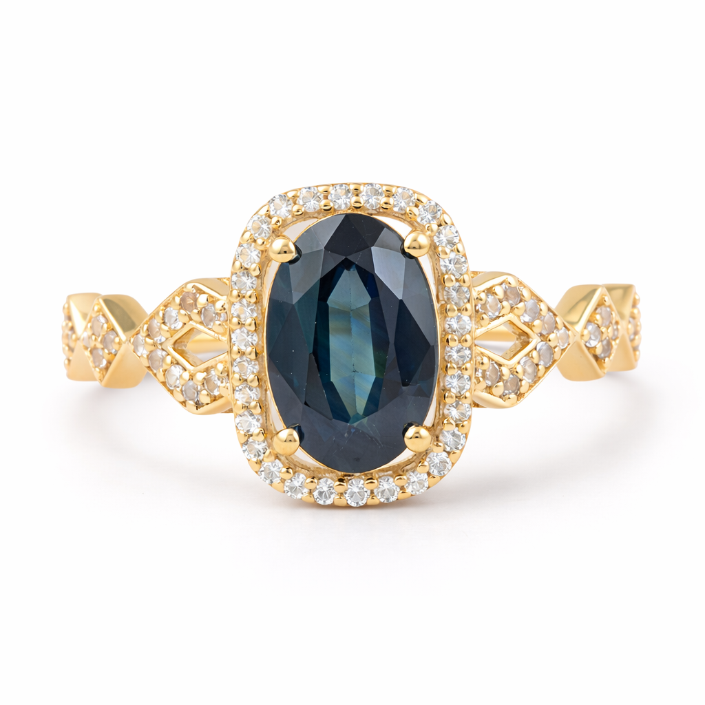1.84 Ct Oval Sapphire 9K Gold Ring