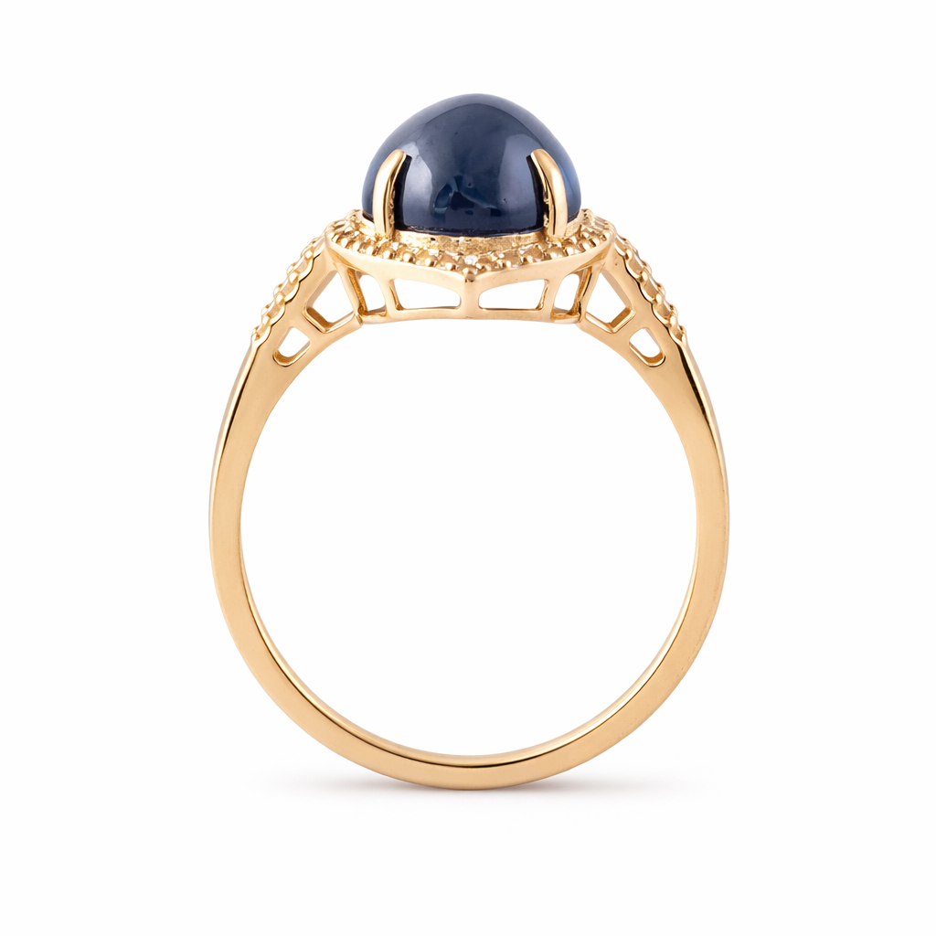 5.96 Ct Oval Sapphire 9K Gold Ring