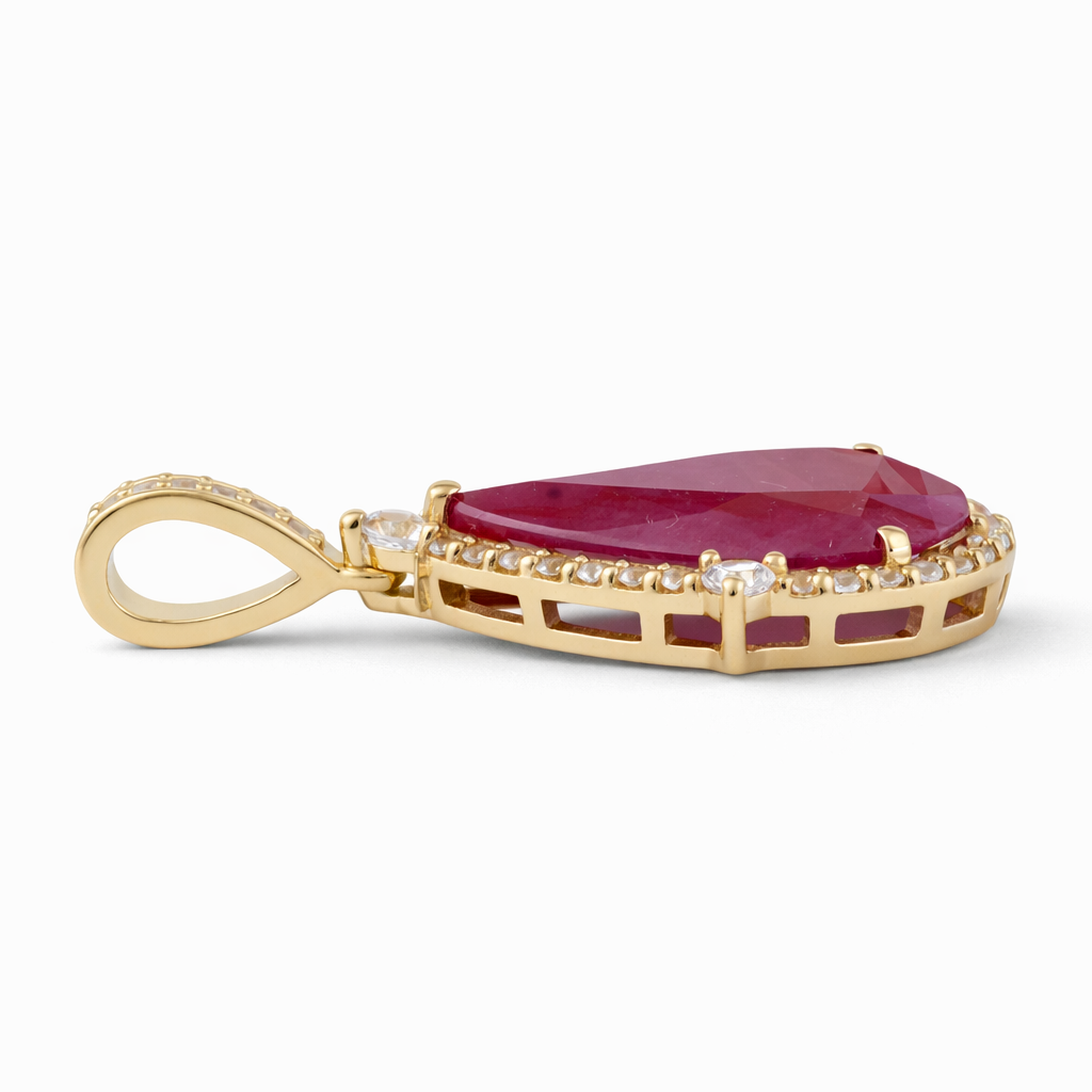 2.28 Ct Pear Ruby 9K Gold Pendant