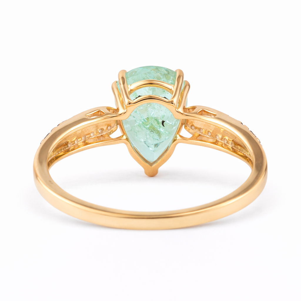 2.02 Ct Pear Emerald 9K Gold Ring