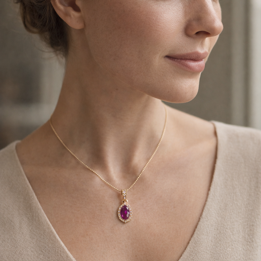 2.81 Ct Oval Ruby 9K Gold Pendant