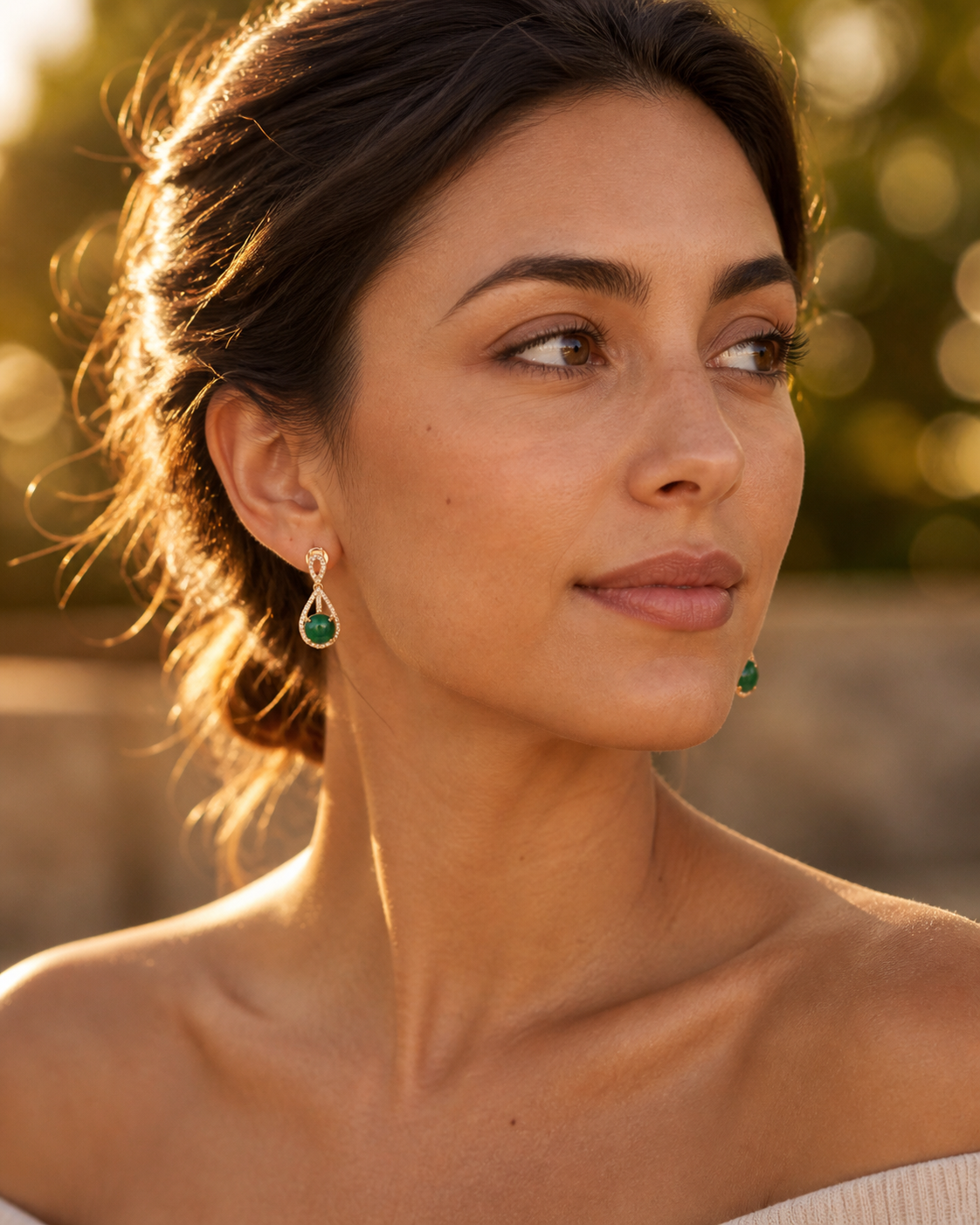 2.26 Ct Round Emerald 9K Gold Earrings