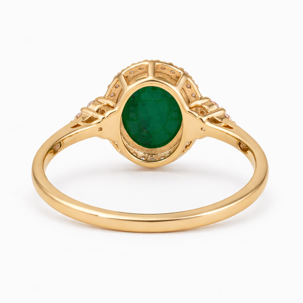 3.06 Ct Oval Emerald 9K Gold Ring