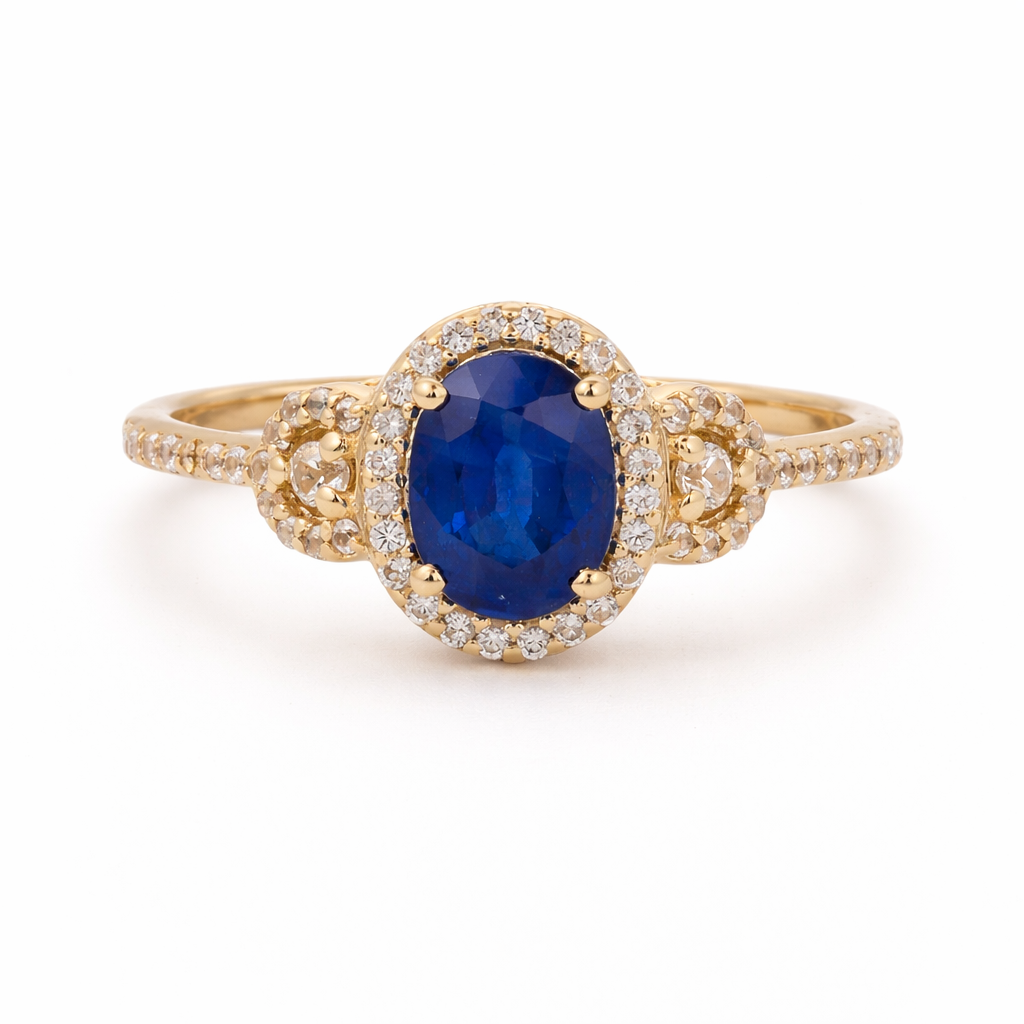 1.80 Ct Oval Sapphire 9K Gold Ring