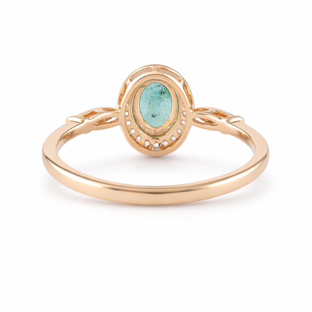 0.73 Ct Oval Emerald 9K Gold Ring