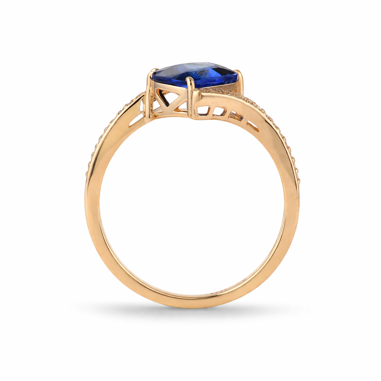 1.65 Ct Cushion Sapphire 9K Gold Ring