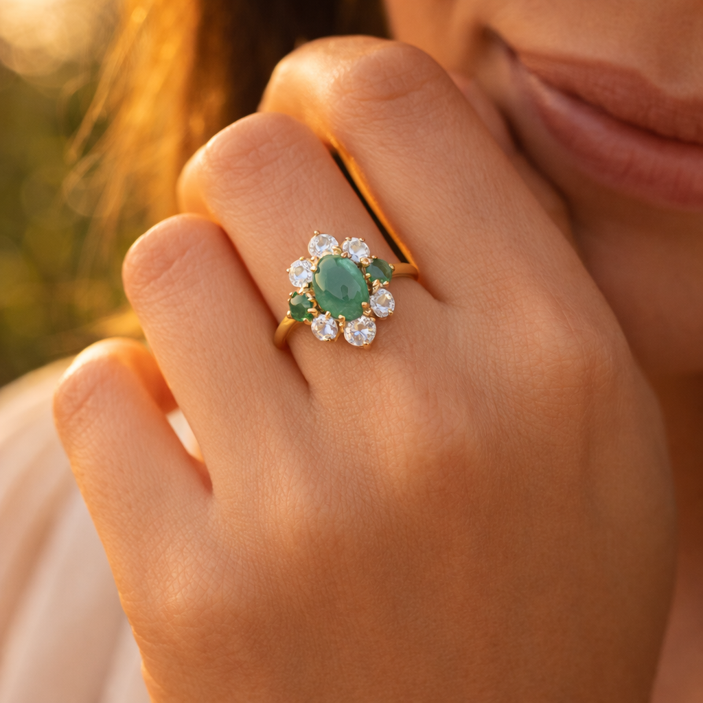 2.76 Ct Oval Emerald 9K Gold Ring