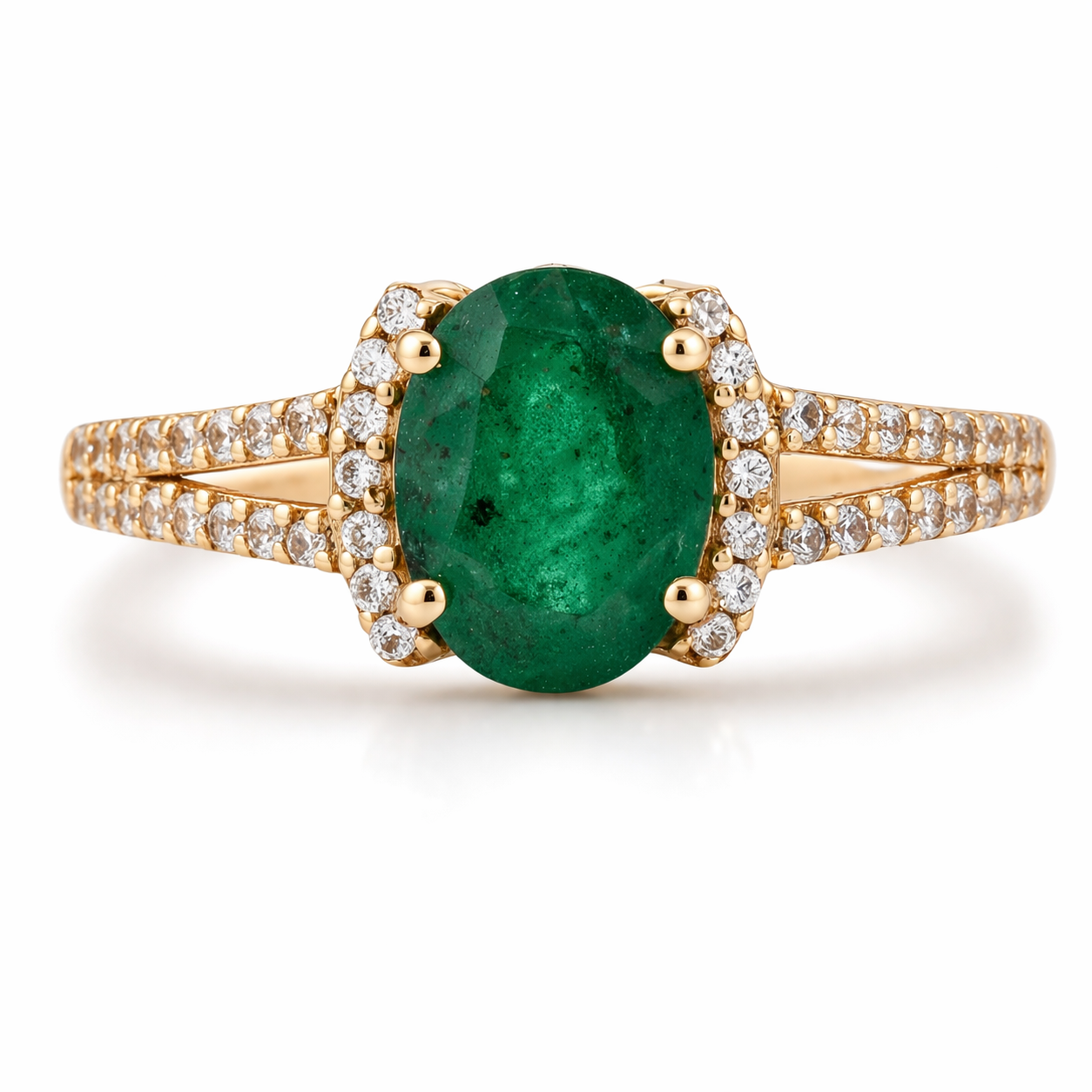 1.39 Ct Oval Emerald 9K Gold Ring