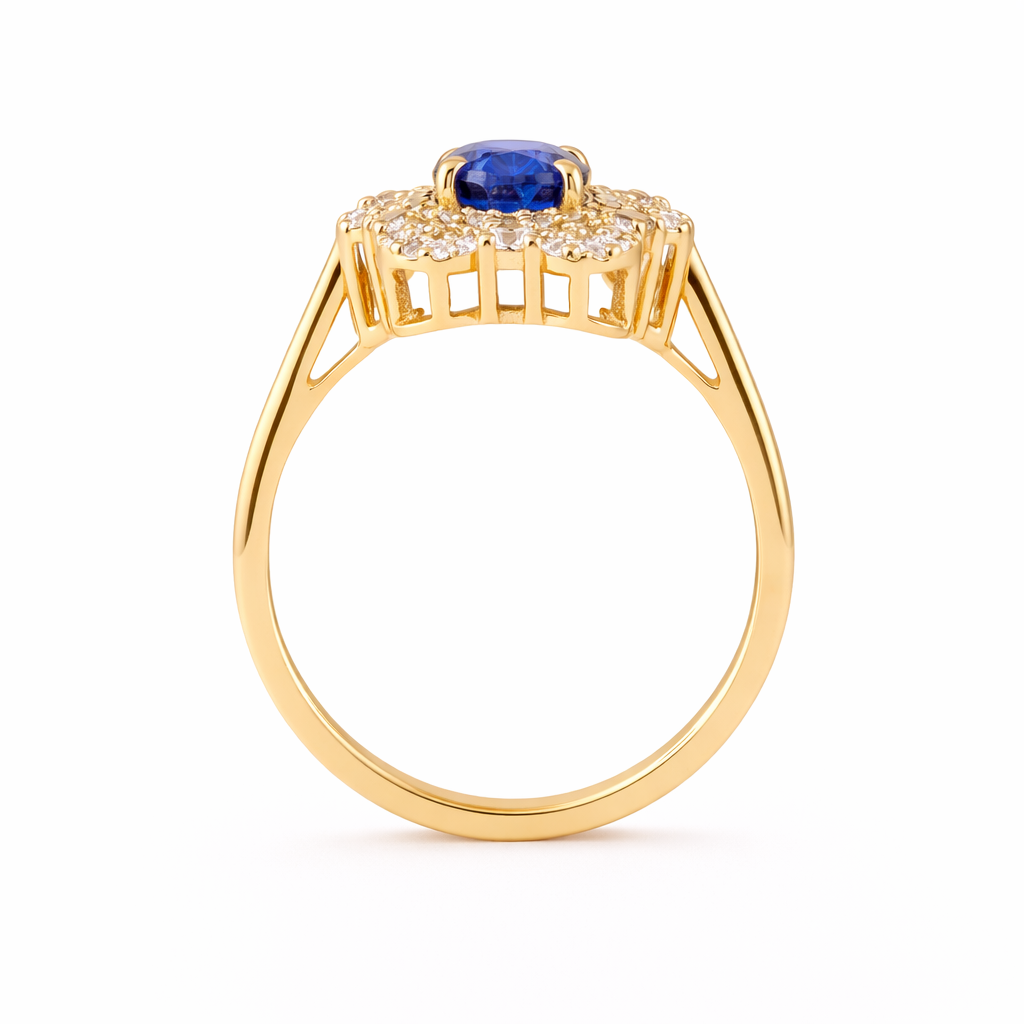 1.82 Ct Oval Sapphire 9K Gold Ring