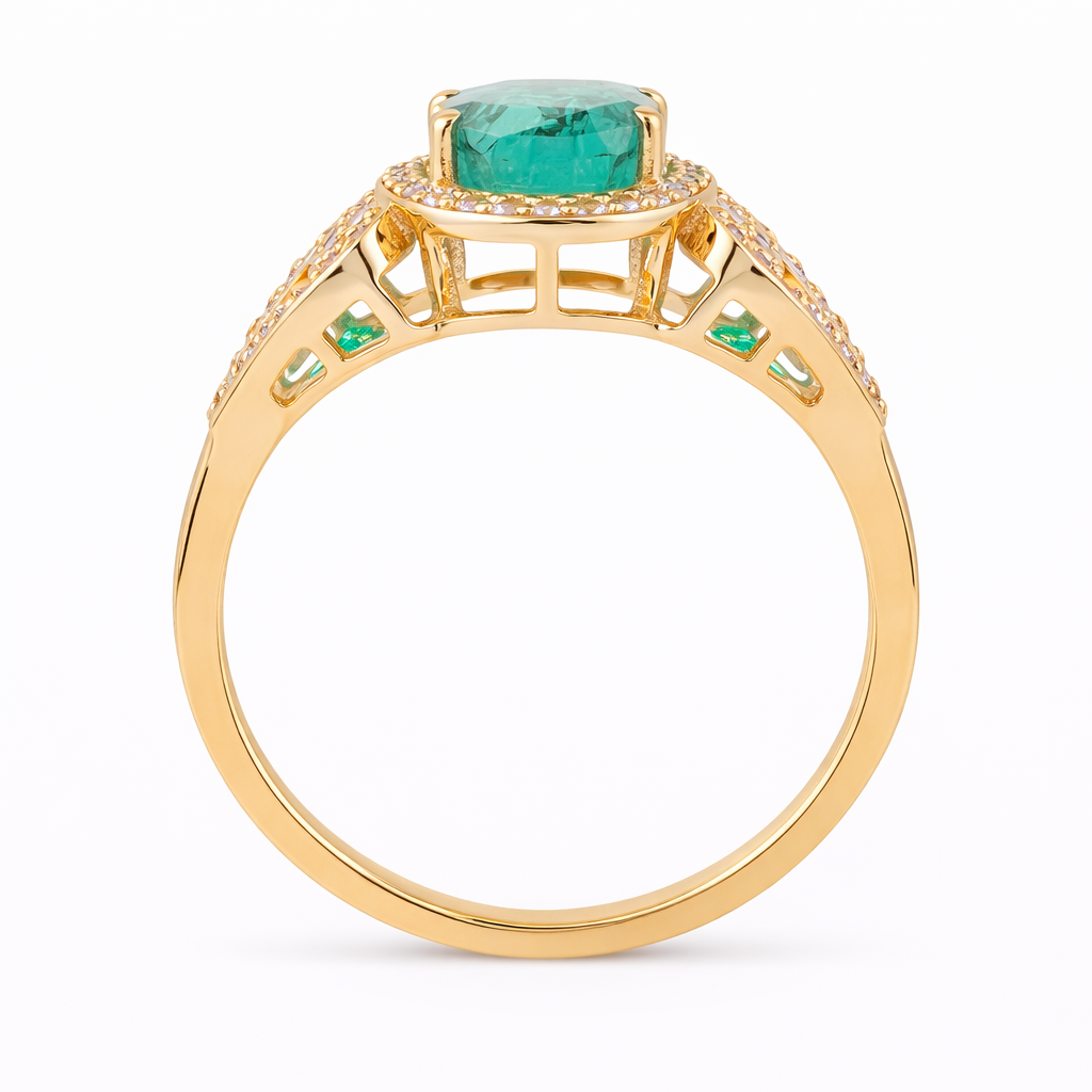 2.02 Ct Oval Emerald 9K Gold Ring