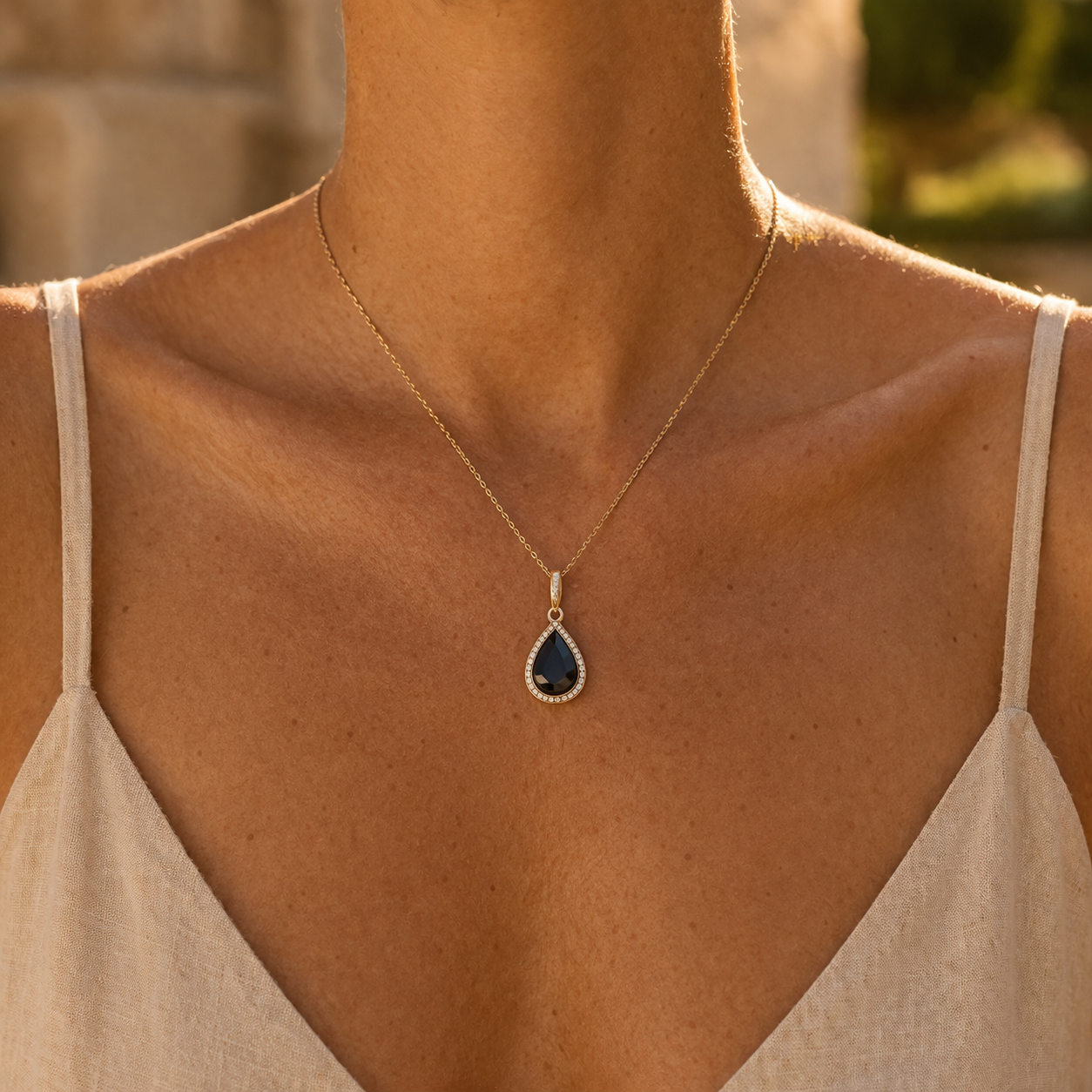 3.15 Ct Pear Sapphire 9K Gold Pendant