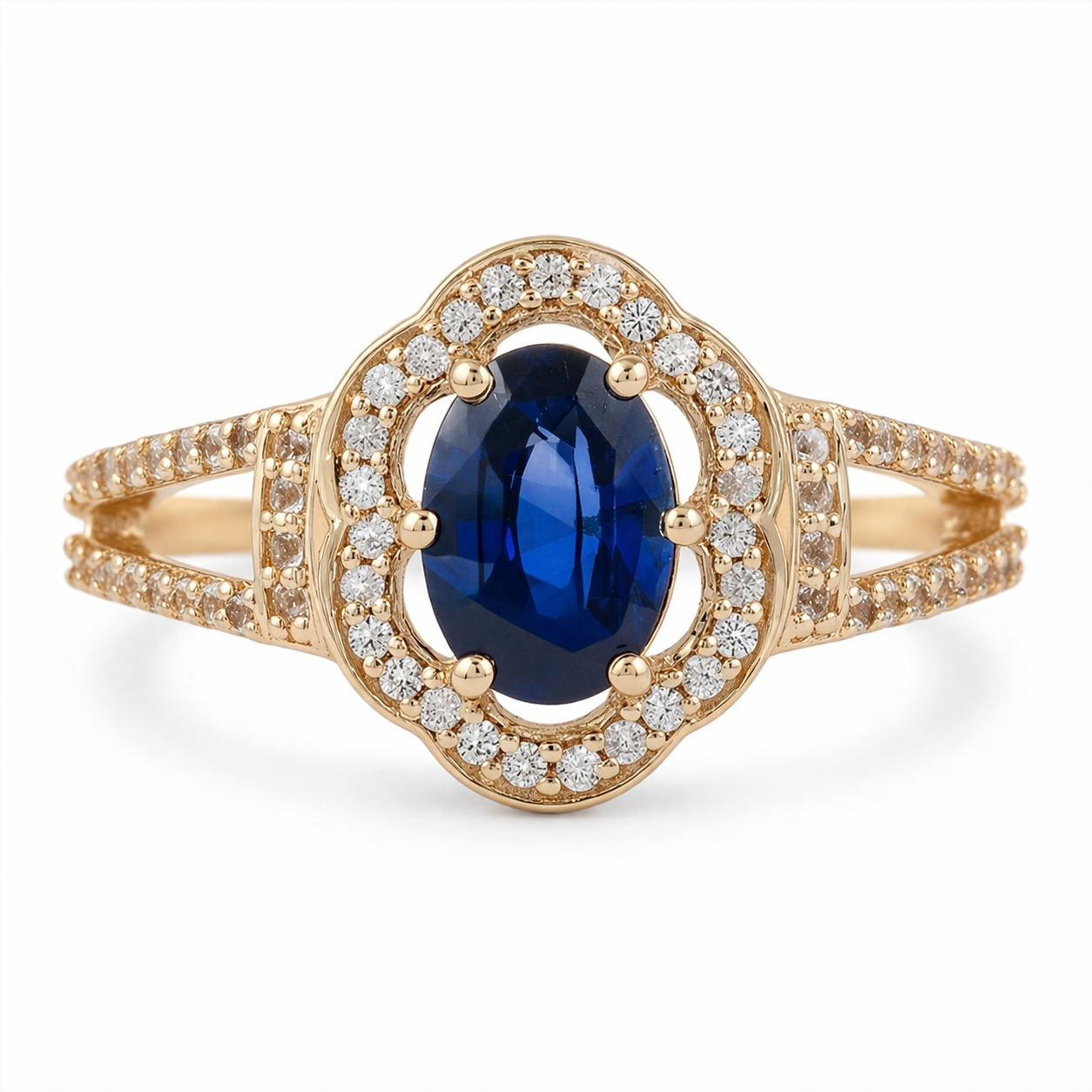 1.42 Ct Oval Sapphire 9K Gold Ring