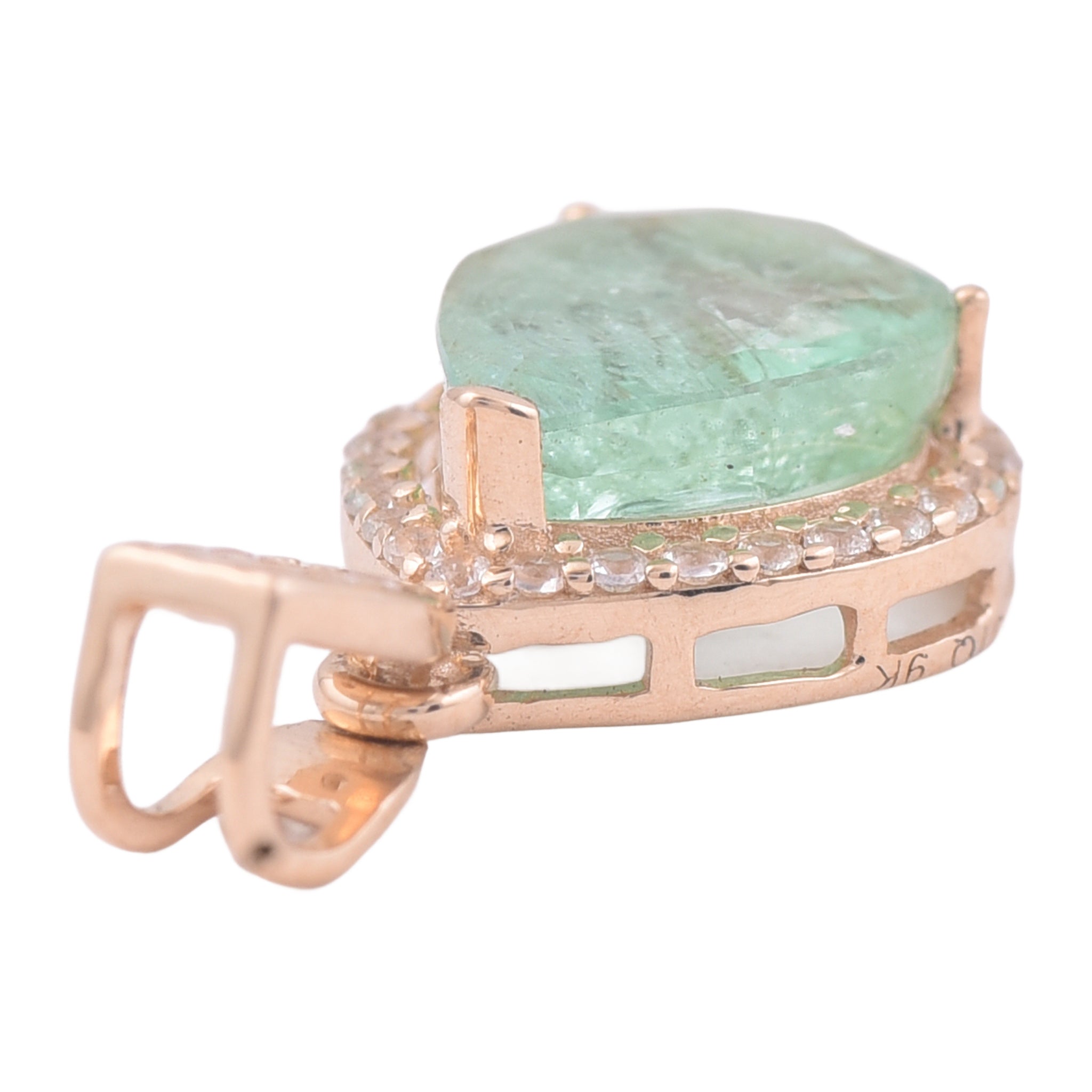 1.58 Ct Pear Emerald 9K Gold Pendant