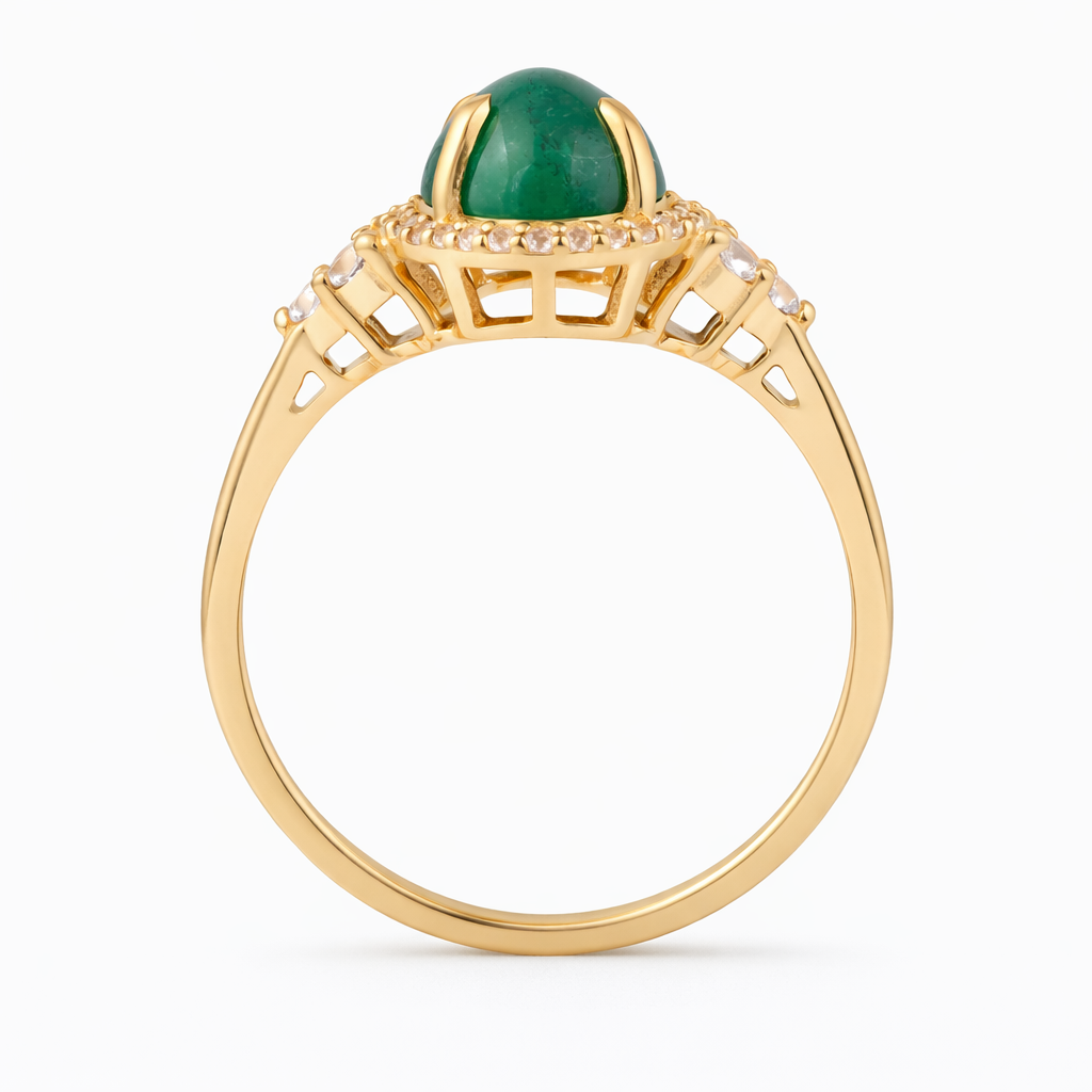 3.06 Ct Oval Emerald 9K Gold Ring