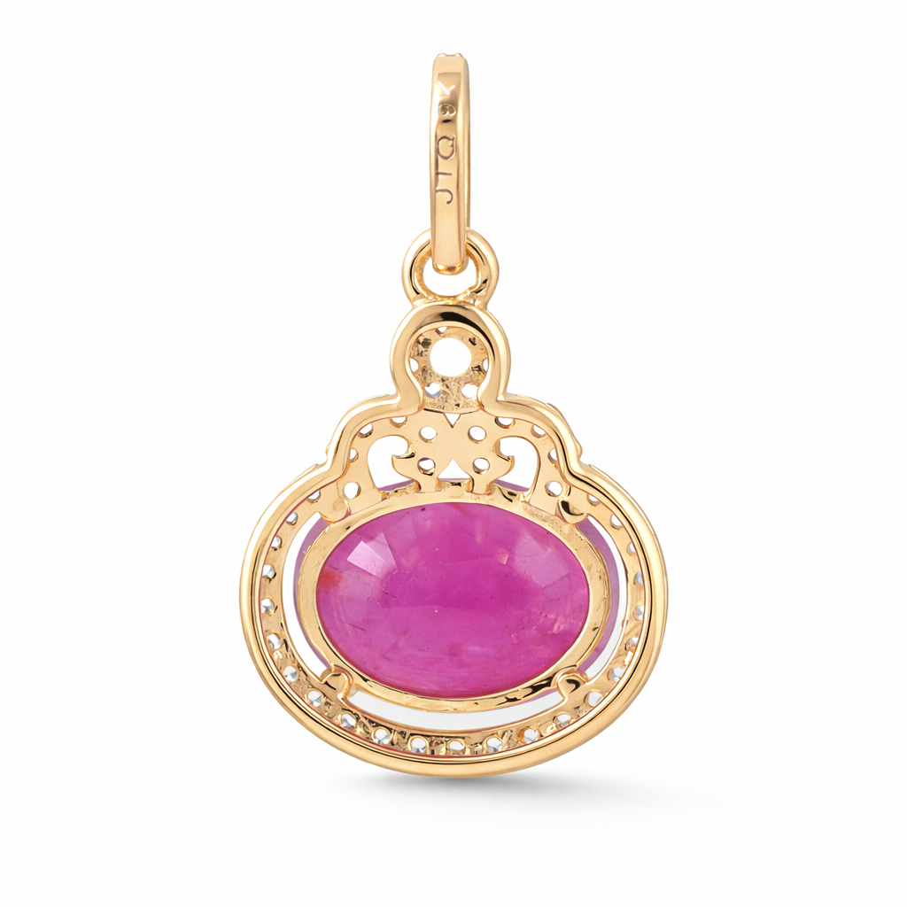 2.81 Ct Oval Ruby 9K Gold Pendant