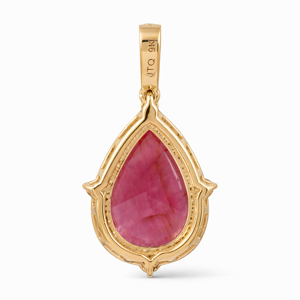 2.28 Ct Pear Ruby 9K Gold Pendant