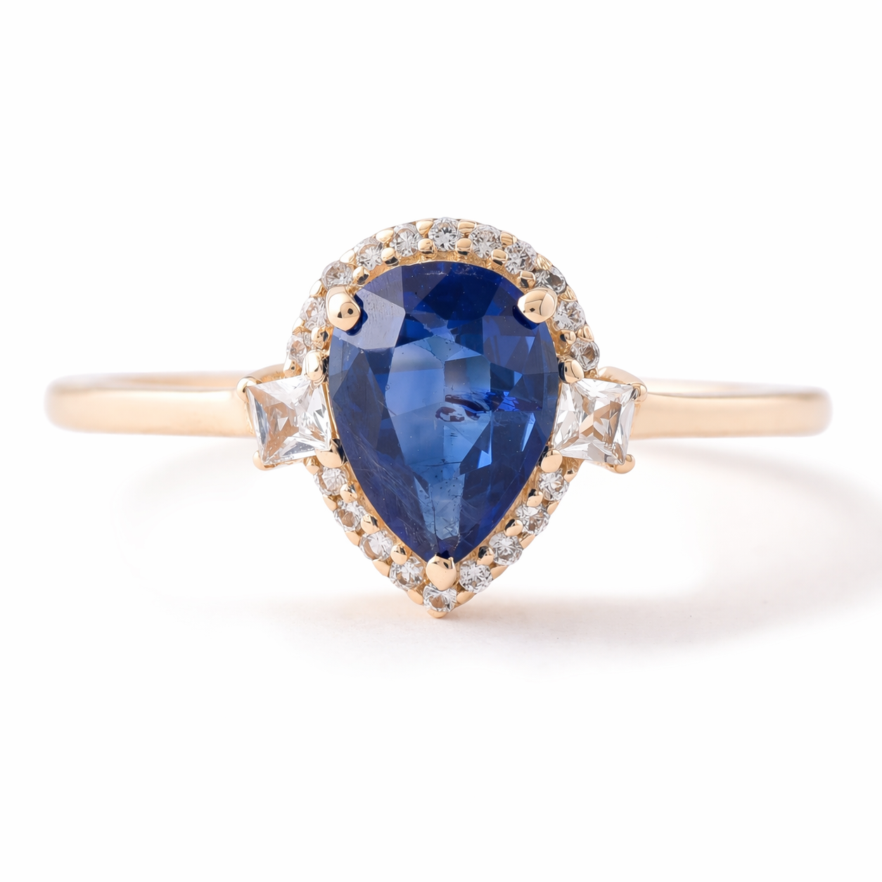 2.10 Ct Heart Blue Sapphire 9K Gold Ring
