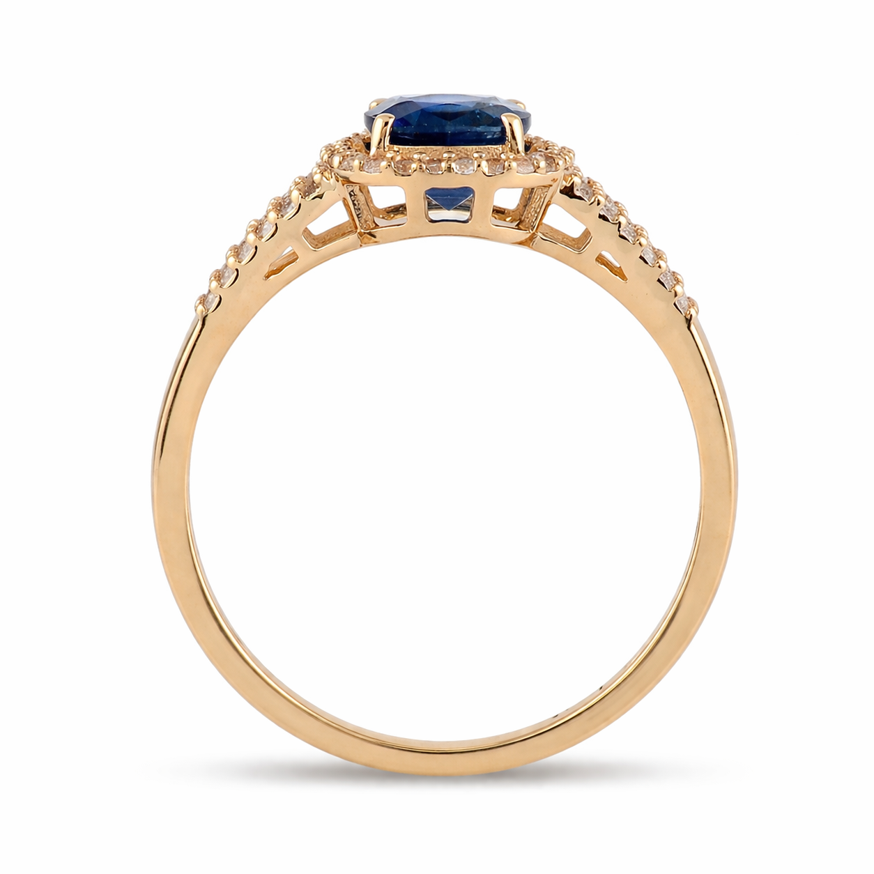 1.69 Ct Cushion Sapphire 9K Gold Ring