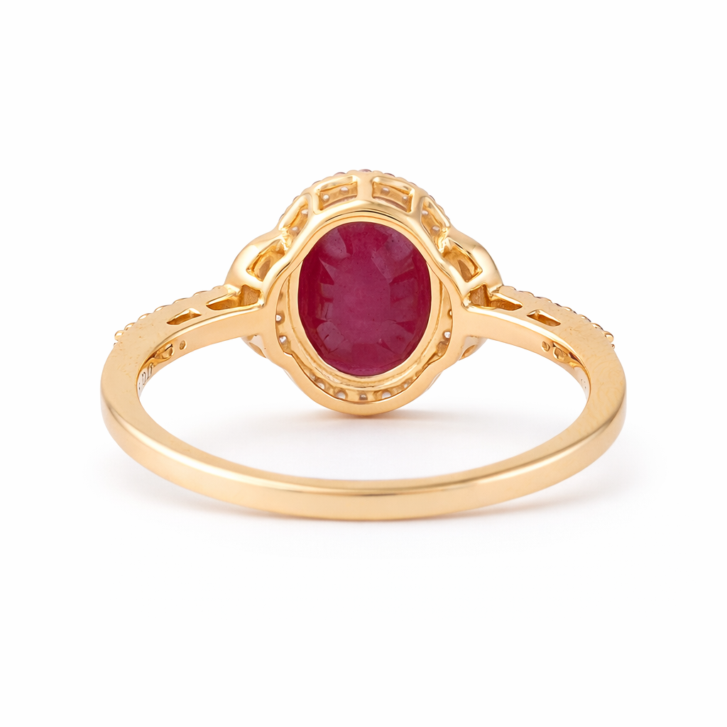 2.09 Ct Oval Ruby 9K Gold Ring